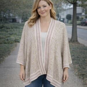 Saturday Sunday Tan Green Cozy Wrap One Size